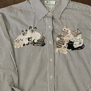 Button- down striped blouse Medium